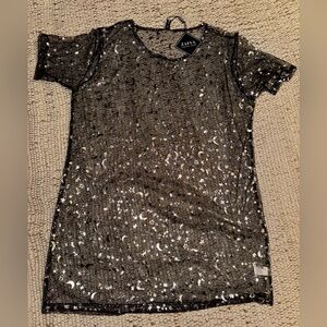NWT Zaful Glittering Black sheer sparkling Tshirt dress